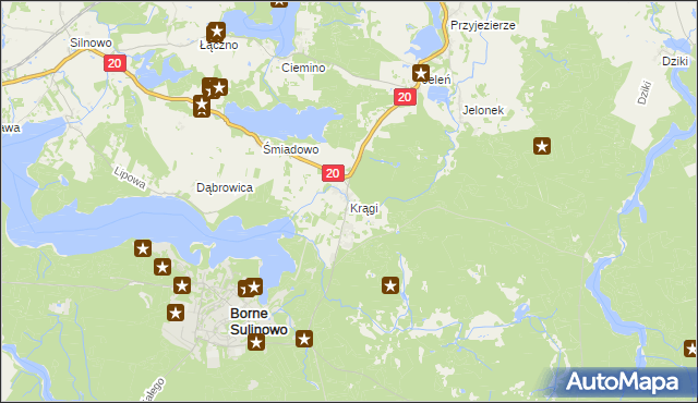 mapa Krągi, Krągi na mapie Targeo