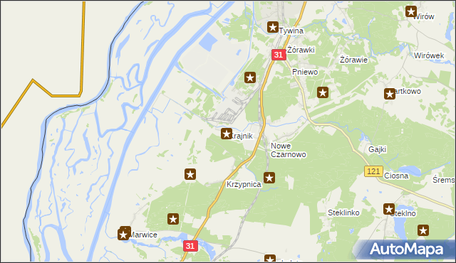 mapa Krajnik, Krajnik na mapie Targeo