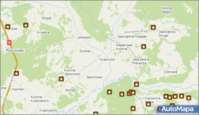 mapa Krasnybór, Krasnybór na mapie Targeo