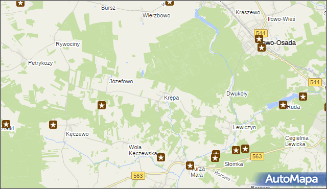 mapa Krępa gmina Lipowiec Kościelny, Krępa gmina Lipowiec Kościelny na mapie Targeo