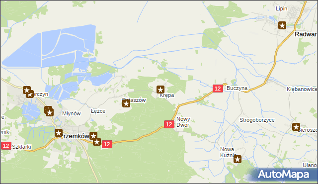 mapa Krępa gmina Przemków, Krępa gmina Przemków na mapie Targeo