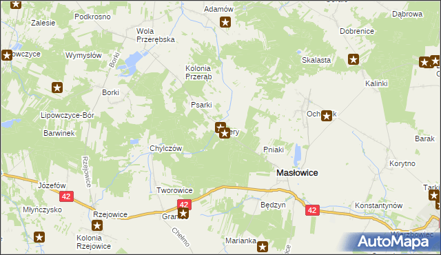 mapa Krery gmina Masłowice, Krery gmina Masłowice na mapie Targeo