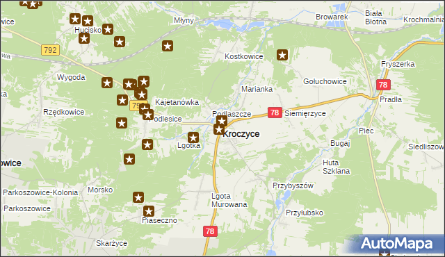 mapa Kroczyce, Kroczyce na mapie Targeo