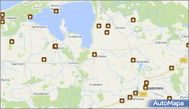 mapa Królewo gmina Postomino, Królewo gmina Postomino na mapie Targeo