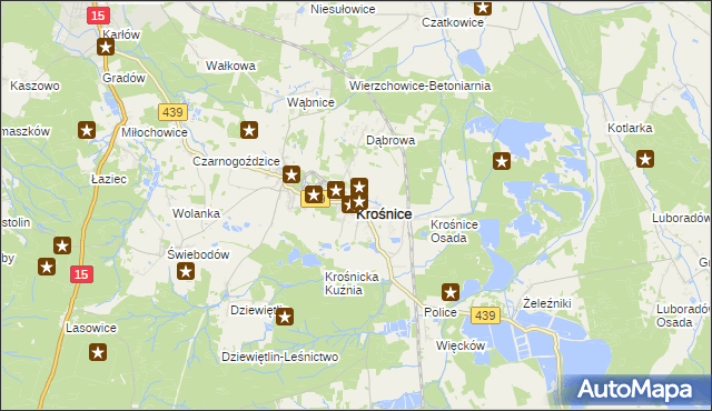mapa Krośnice powiat milicki, Krośnice powiat milicki na mapie Targeo