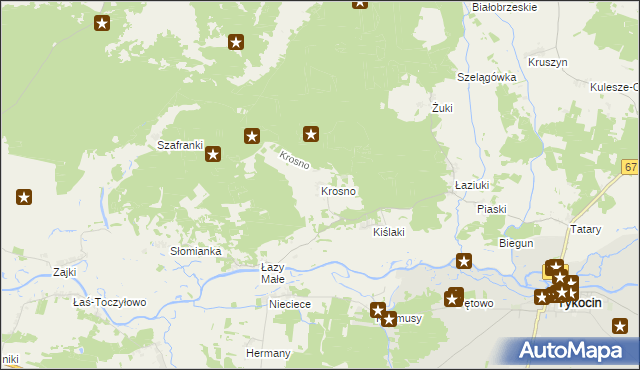 mapa Krosno gmina Tykocin, Krosno gmina Tykocin na mapie Targeo