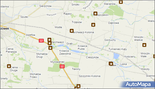 mapa Krowica Pusta, Krowica Pusta na mapie Targeo