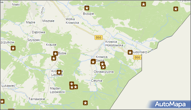 mapa Krowica Sama, Krowica Sama na mapie Targeo