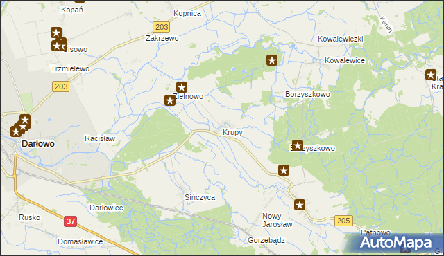 mapa Krupy gmina Darłowo, Krupy gmina Darłowo na mapie Targeo