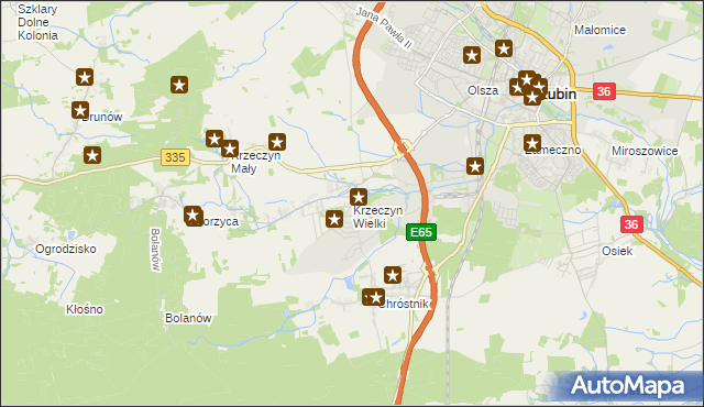 mapa Krzeczyn Wielki, Krzeczyn Wielki na mapie Targeo