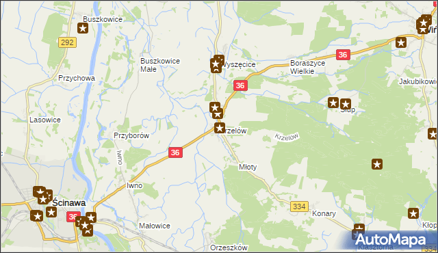 mapa Krzelów gmina Wińsko, Krzelów gmina Wińsko na mapie Targeo