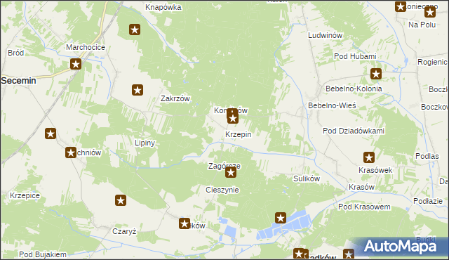 mapa Krzepin, Krzepin na mapie Targeo