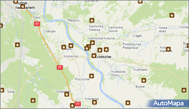 mapa Krzeszów powiat niżański, Krzeszów powiat niżański na mapie Targeo