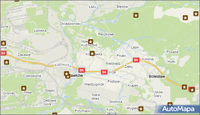 mapa Krzykawa, Krzykawa na mapie Targeo
