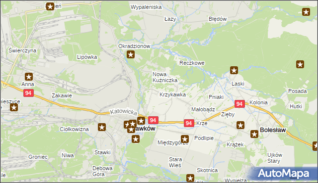 mapa Krzykawka, Krzykawka na mapie Targeo