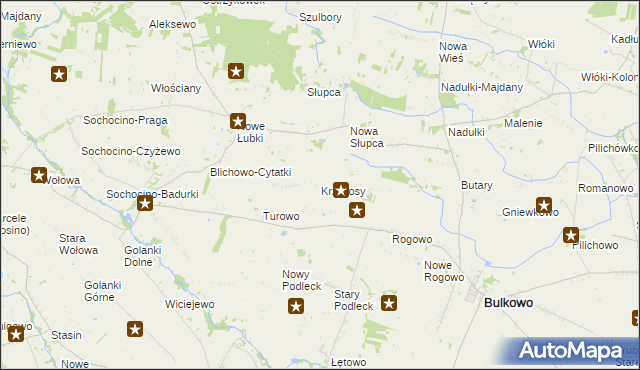 mapa Krzykosy gmina Bulkowo, Krzykosy gmina Bulkowo na mapie Targeo