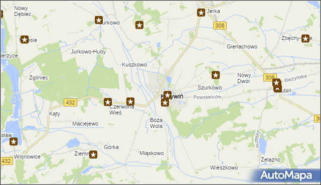 mapa Krzywiń, Krzywiń na mapie Targeo