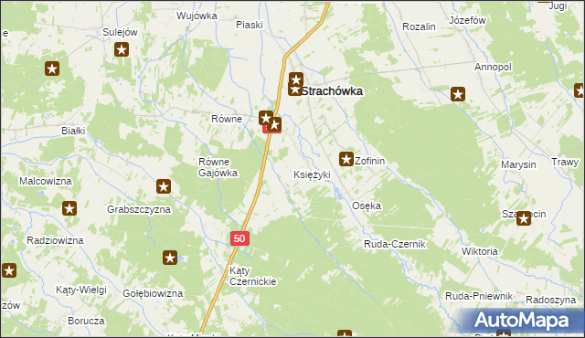 mapa Księżyki, Księżyki na mapie Targeo
