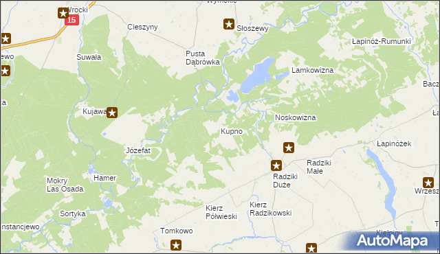 mapa Kupno gmina Wąpielsk, Kupno gmina Wąpielsk na mapie Targeo