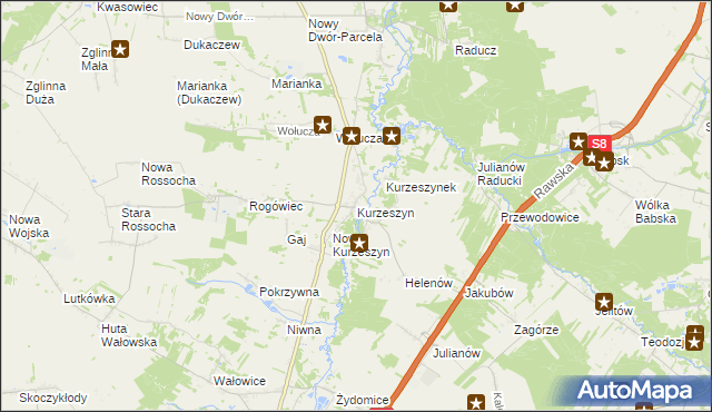 mapa Kurzeszyn, Kurzeszyn na mapie Targeo
