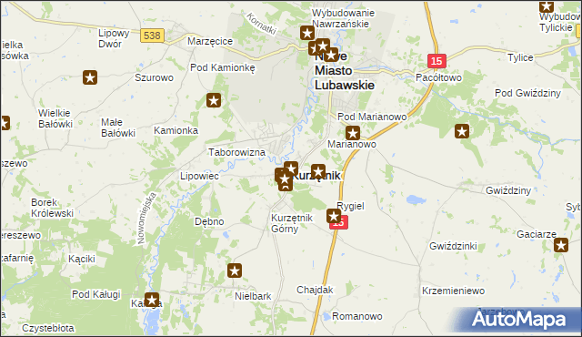 mapa Kurzętnik, Kurzętnik na mapie Targeo