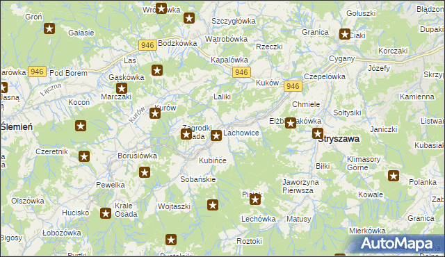 mapa Lachowice, Lachowice na mapie Targeo