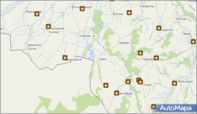 mapa Łąka gmina Otmuchów, Łąka gmina Otmuchów na mapie Targeo