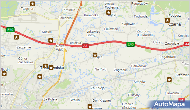 mapa Łąka gmina Trzebownisko, Łąka gmina Trzebownisko na mapie Targeo