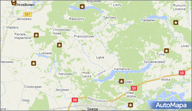 mapa Łąkie gmina Skępe, Łąkie gmina Skępe na mapie Targeo