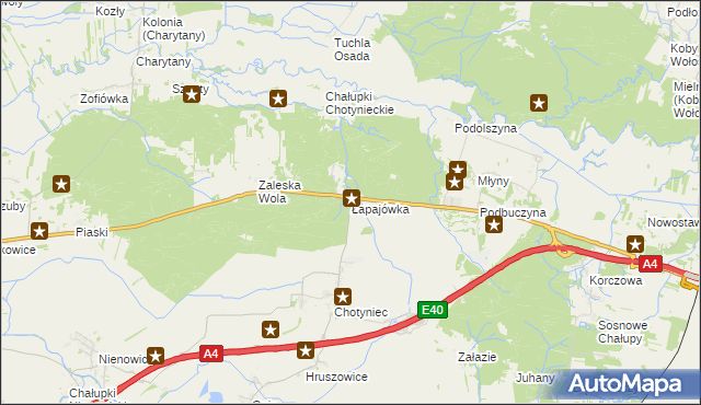 mapa Łapajówka gmina Radymno, Łapajówka gmina Radymno na mapie Targeo
