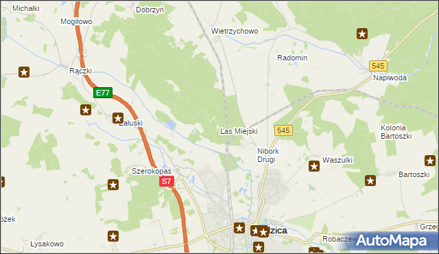 mapa Las Miejski, Las Miejski na mapie Targeo