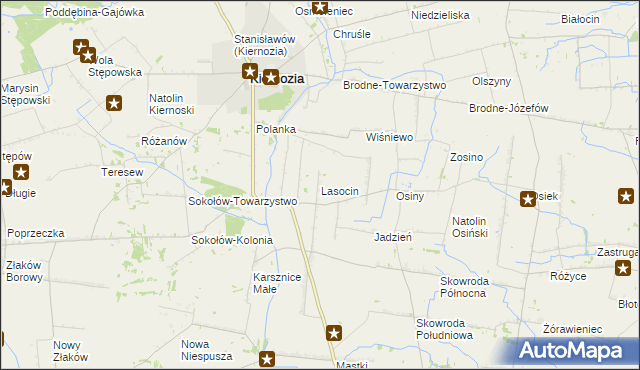 mapa Lasocin gmina Kiernozia, Lasocin gmina Kiernozia na mapie Targeo