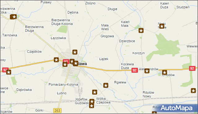 mapa Łążek gmina Kłodawa, Łążek gmina Kłodawa na mapie Targeo