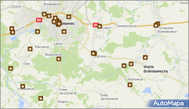 mapa Łaziska gmina Bolesławiec, Łaziska gmina Bolesławiec na mapie Targeo