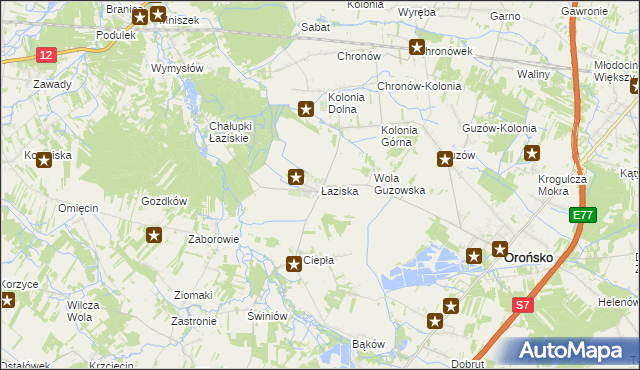 mapa Łaziska gmina Orońsko, Łaziska gmina Orońsko na mapie Targeo