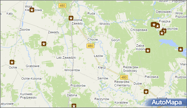 mapa Łazów gmina Widawa, Łazów gmina Widawa na mapie Targeo