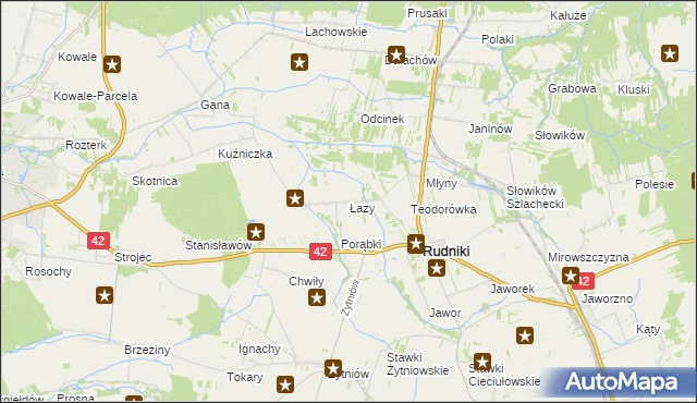 mapa Łazy gmina Rudniki, Łazy gmina Rudniki na mapie Targeo