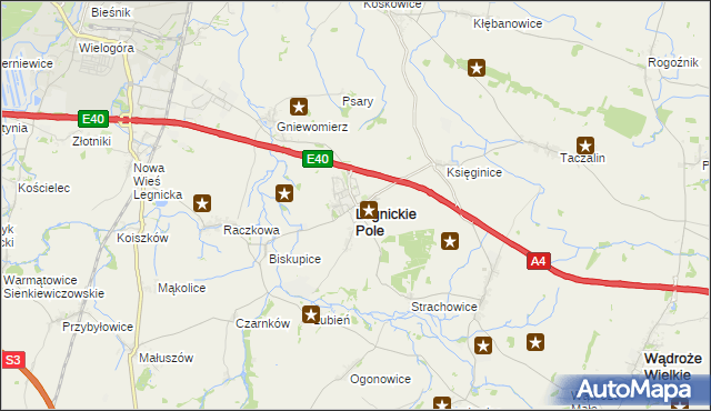 mapa Legnickie Pole, Legnickie Pole na mapie Targeo