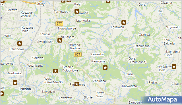 mapa Łękawka, Łękawka na mapie Targeo
