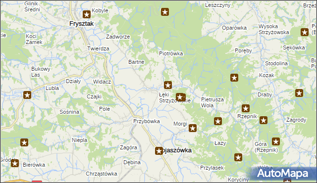mapa Łęki Strzyżowskie, Łęki Strzyżowskie na mapie Targeo
