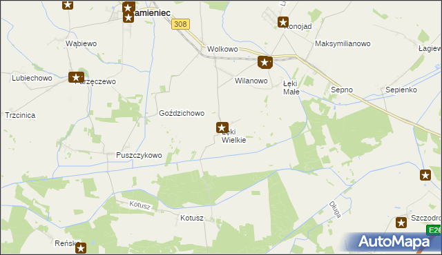 mapa Łęki Wielkie, Łęki Wielkie na mapie Targeo
