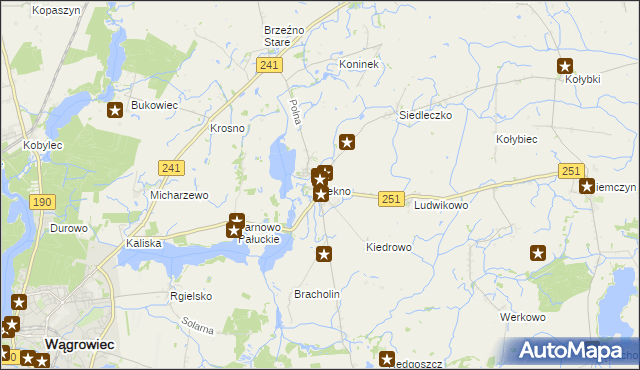 mapa Łekno gmina Wągrowiec, Łekno gmina Wągrowiec na mapie Targeo