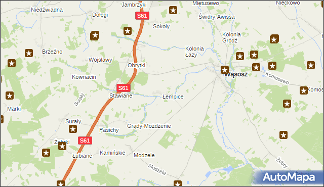 mapa Łempice gmina Wąsosz, Łempice gmina Wąsosz na mapie Targeo