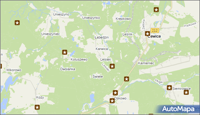 mapa Lesiaki gmina Cewice, Lesiaki gmina Cewice na mapie Targeo