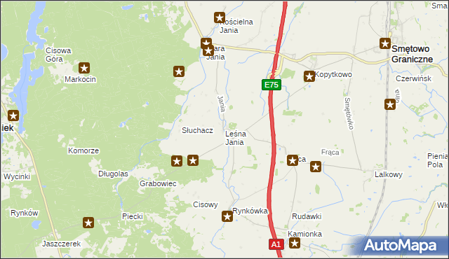 mapa Leśna Jania, Leśna Jania na mapie Targeo