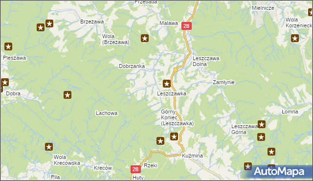 mapa Leszczawka, Leszczawka na mapie Targeo