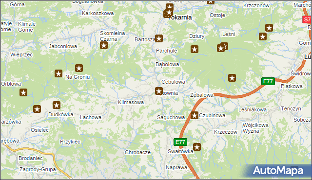 mapa Łętownia gmina Jordanów, Łętownia gmina Jordanów na mapie Targeo