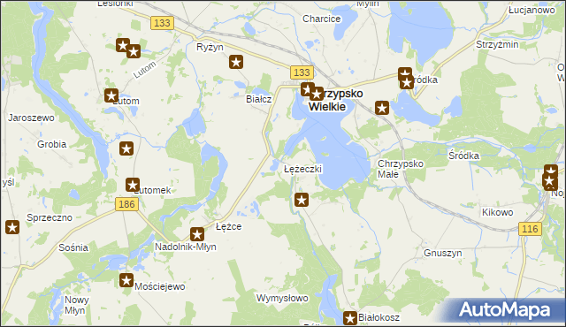 mapa Łężeczki, Łężeczki na mapie Targeo