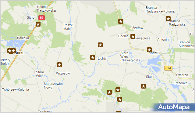 mapa Lichty, Lichty na mapie Targeo