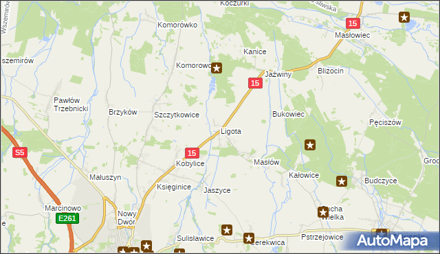 mapa Ligota gmina Trzebnica, Ligota gmina Trzebnica na mapie Targeo